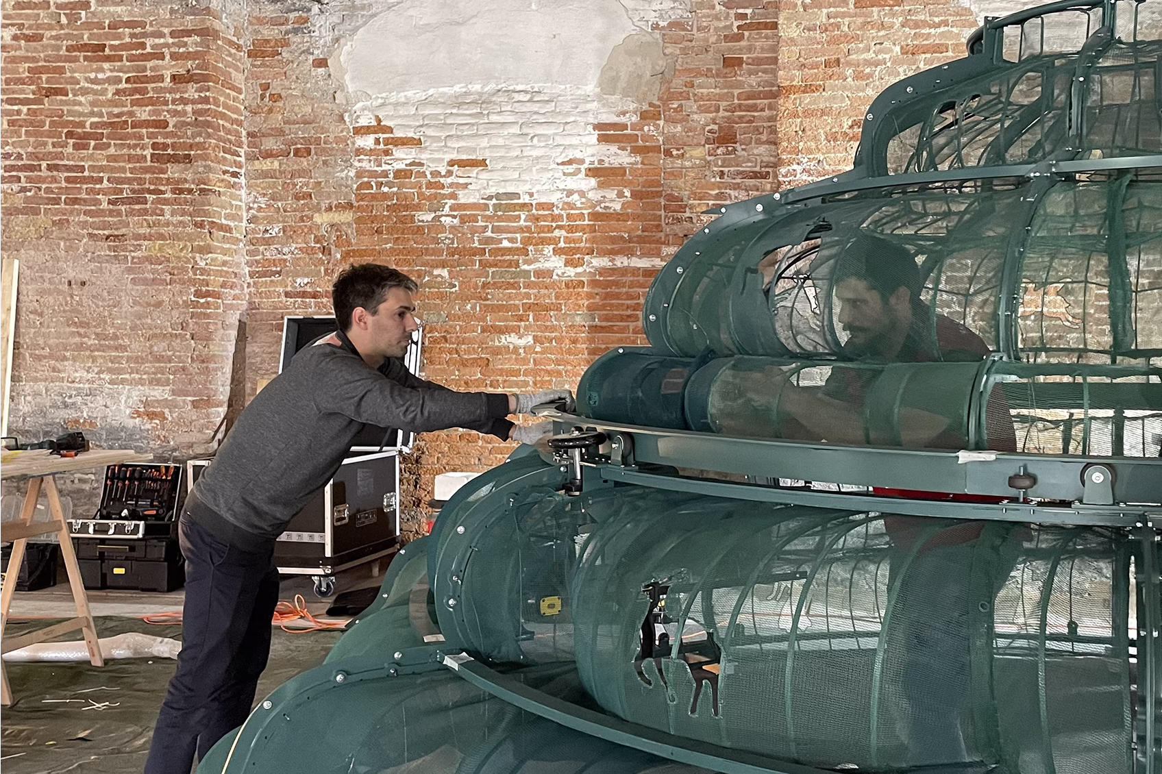 The "Vault of Heaven" installation under assembly for the China Pavilion, Venice Biennale